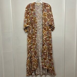 Saltwater Luxe Floral Print Long Kimono Dress